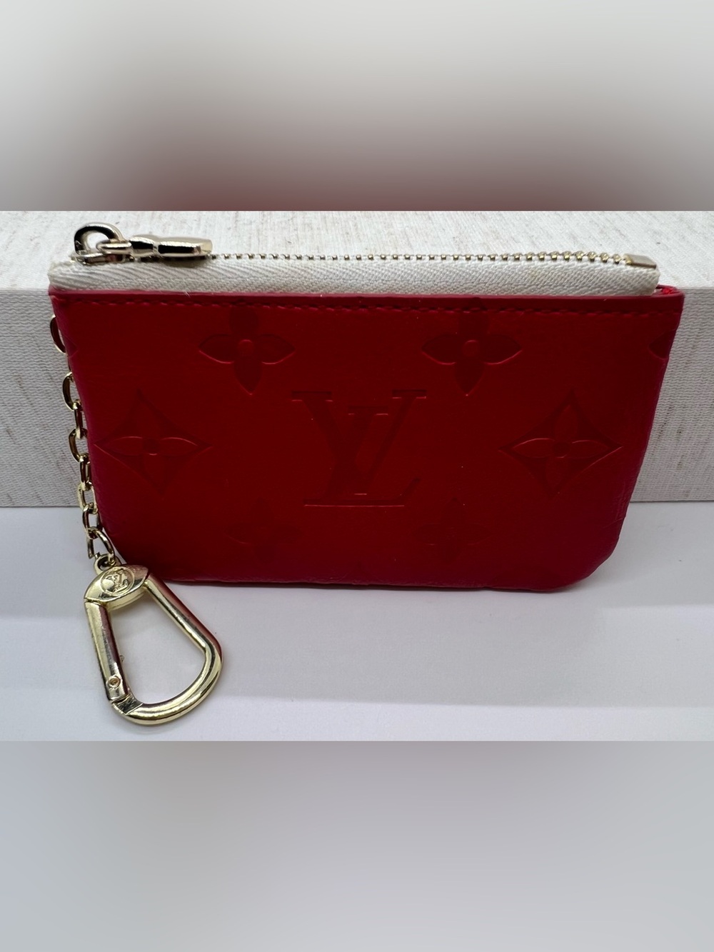 Louis Vuitton Red Monogram Empreinte Key Pouch with Chain RED & Gold
